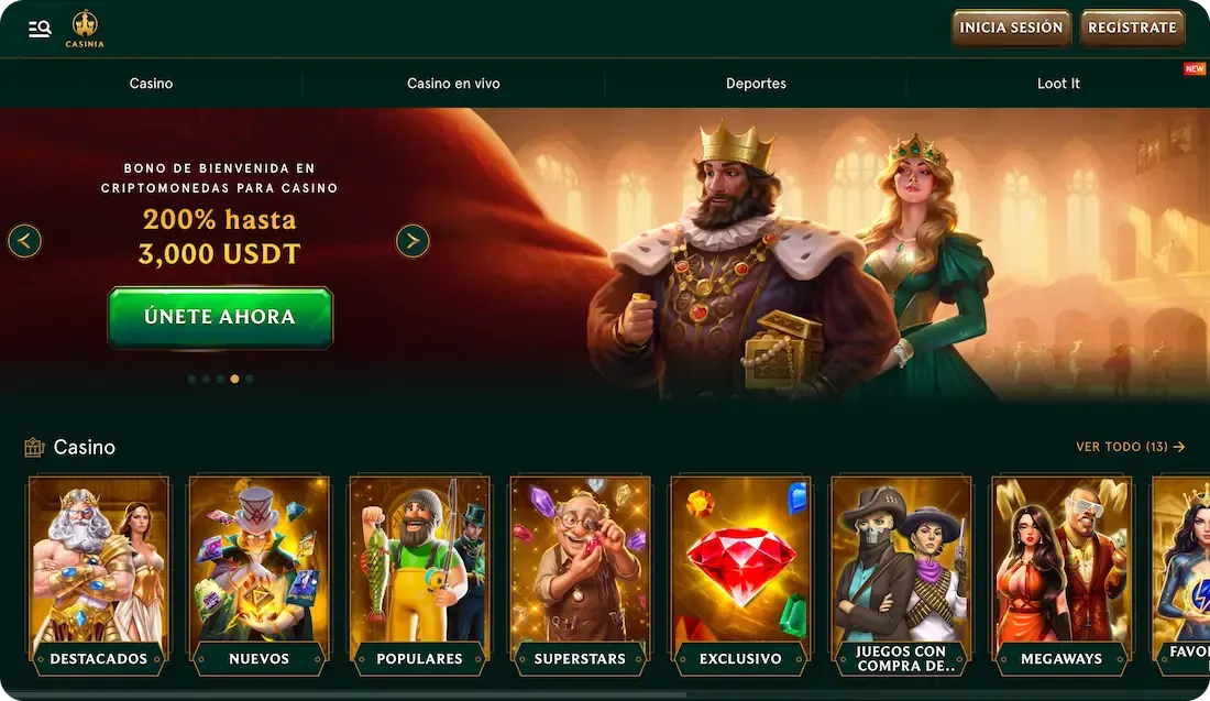 sitio web del casino casinia